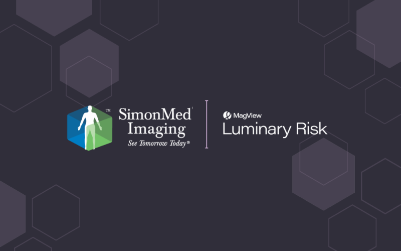 Press release image for MagView announcing the implementation of MagView’s Luminary Risk at SimonMed Imaging to enhance personalized breast cancer detection.